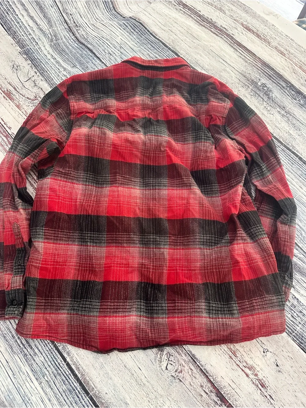 The North Face Red and Black Plaid Button-Up Cotton Shirt